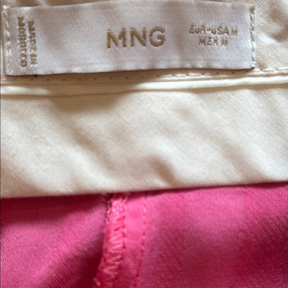 Mango Fuscia Pink Satin Stripe Pleated Straight Leg Flowy Pants Size M - Picture 11 of 16